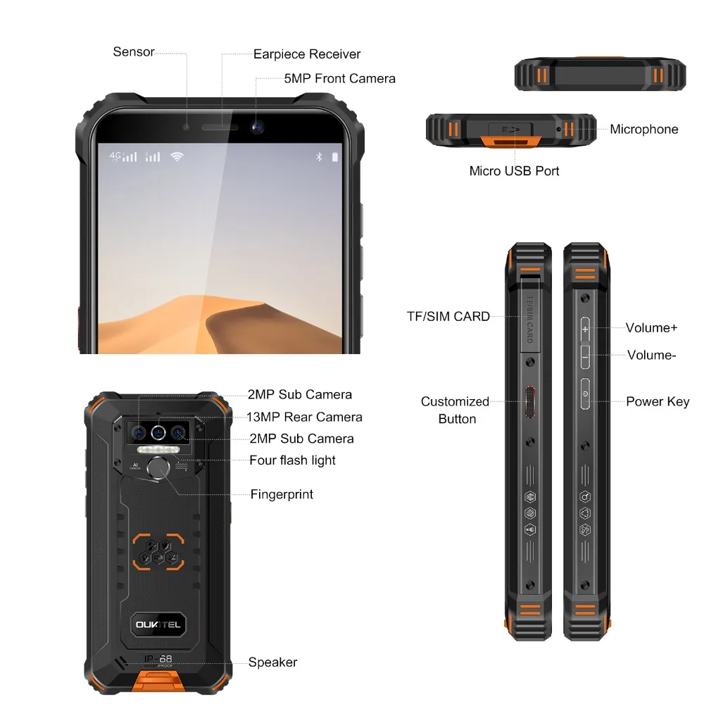 top android cell phones OUKITEL WP5 4GB 32GB IP68 Waterproof Rugged Smartphone MT6761 Quad Core Android 9.0 8000mAh Mobile Phone cheap android cell phones