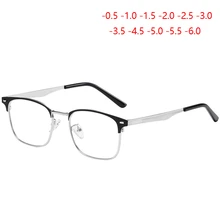 1,56 показатель преломления рецептурные линзы очки мужские металлические квадратные очки для близоруких Для мужчин 0-0,5-0,75-1,0-1,25-6,0