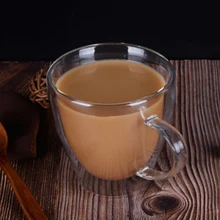250 мл прозрачная стеклянная кофейная чашка термостойкий чайный набор двойной термостойкий двойной пояс для изготовления стеклянного кофейного молока JY008