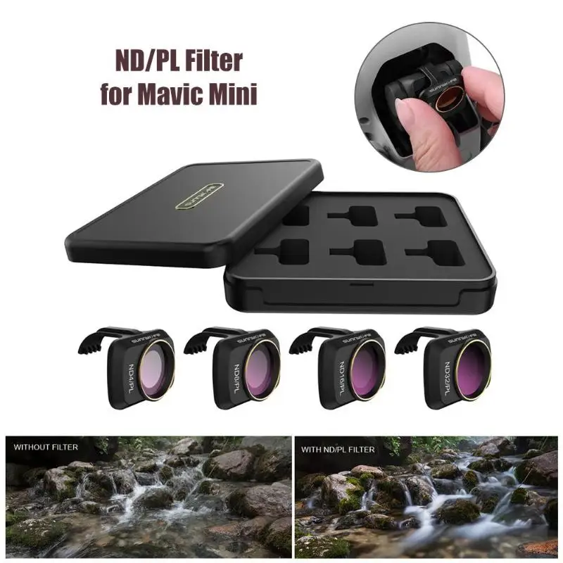 Crazy Sale PBI 4pcs Black Oil-proof Scratch-proof ND/PL Filters Light Weight Camera Lens Filter for DJI Mavic Mini Drone Supplies 
