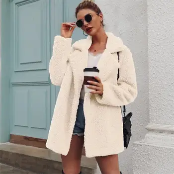 

2020 wool faux fur sweatshirt cardigan autumn and winter coat ladies coat plush coat women