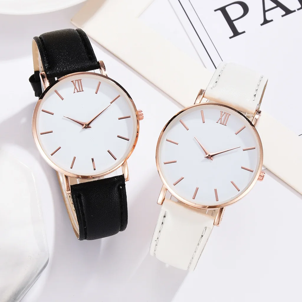 

Top Style Fashion Women's Luxury Leather Band Analog Quartz WristWatch Golden Ladies Watch Women Dress Reloj Mujer Black Clock