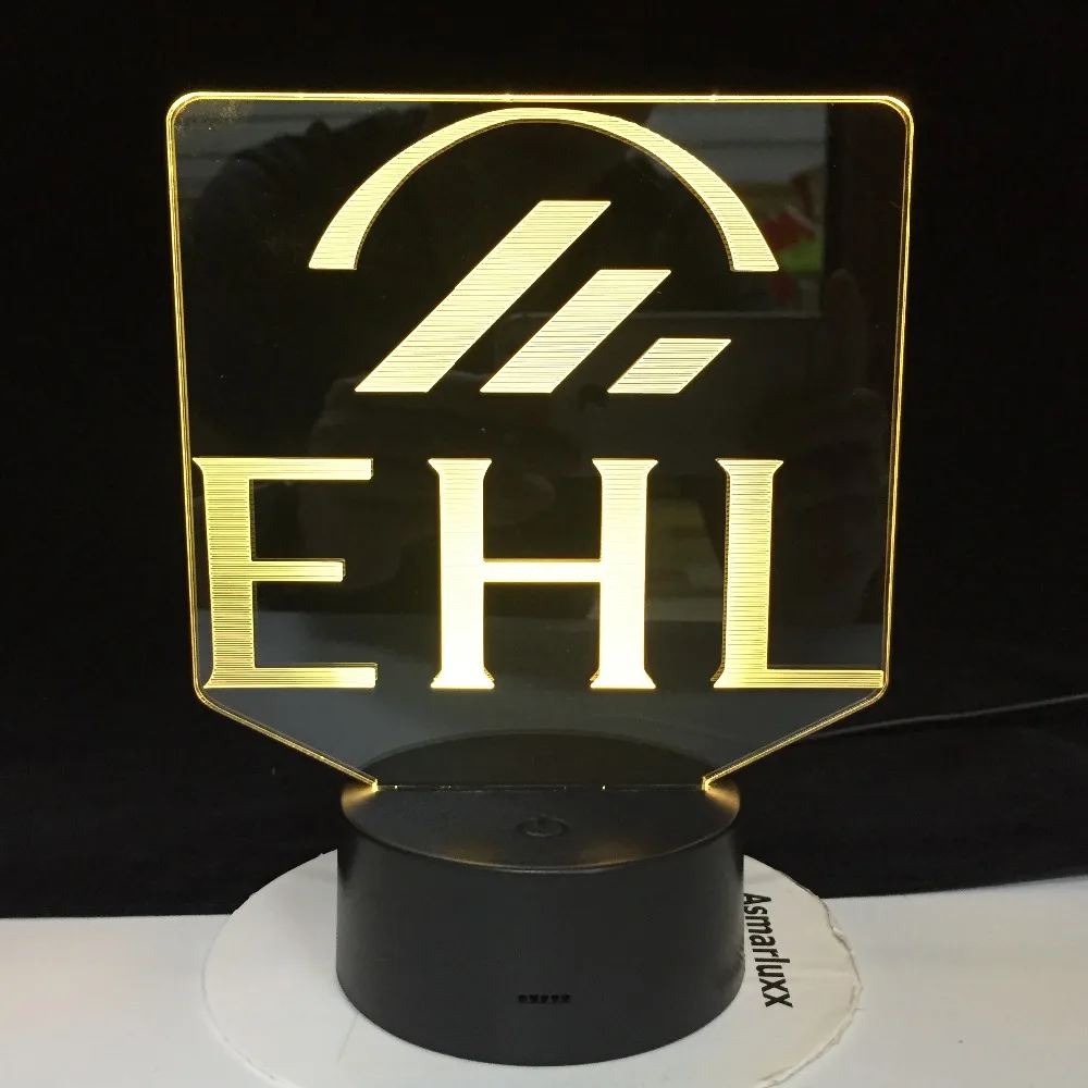 EHL Швейцарский Ecole Hoteliere de Lausanne дизайн форма электрическая Иллюзия 3d светодиодный светильник 7 цветов Изменение для отеля, офиса, дома подарок