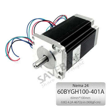 

SAVEBASE Nema24 CNC Router Stepper Motor 2Phase 4 Wire 60BYGH100-401A Single Shaft 3.3 Nm