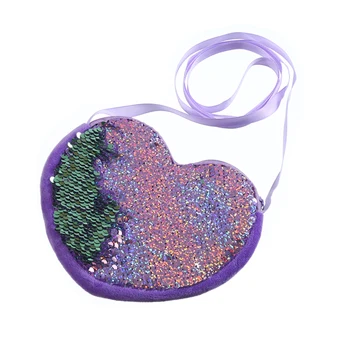 

New Hot Kid Baby Girl Korean Style Fashionable US Love Hearts Sequins Crossbody Coin Purse Wallet Clutch Bags Daily Accessory