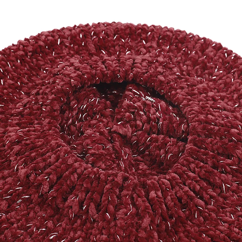 New Fashion Women Winter Chenille Material Berets Beanies With 15 cm Raccoon fur ball pompom Lady warm Knitted Skull Hat