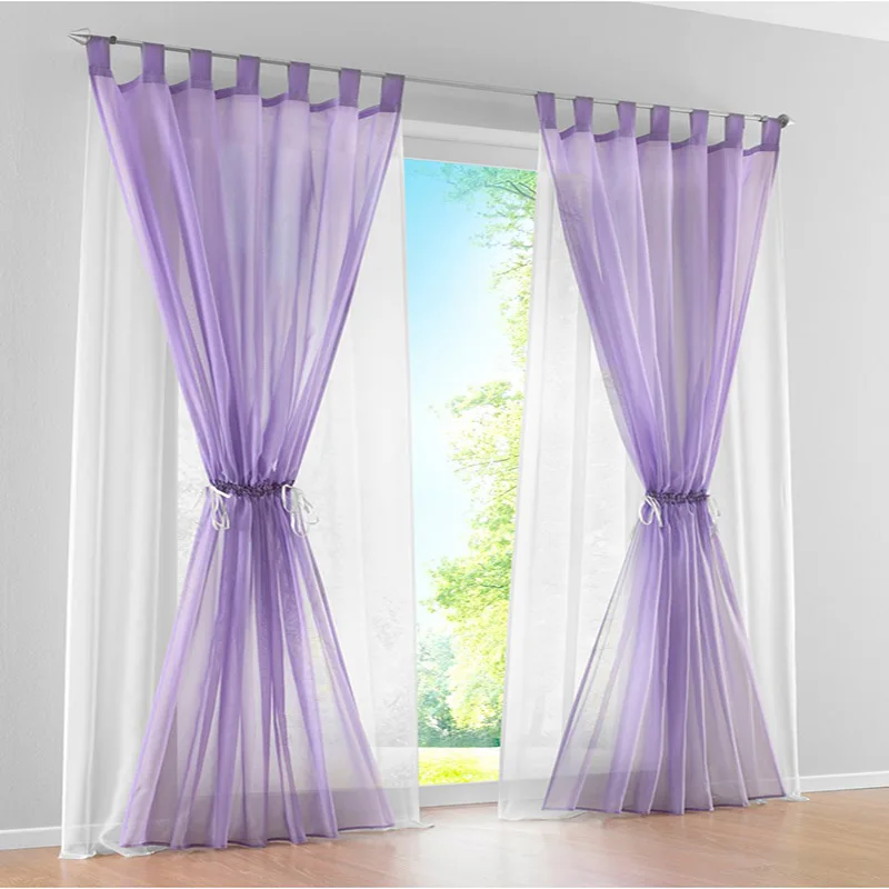 Современная креативная идиллическая оконная обработка, сплошные двухслойные шторы, защитная сетка-вуаль, тюль для гостиной, шторы для кухни A65#5 - Цвет: Лиловый