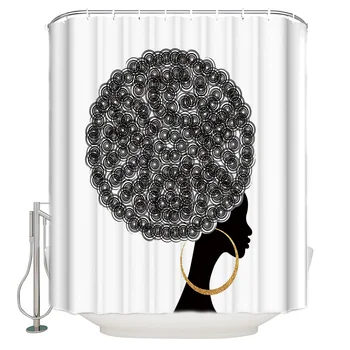 

Shower Curtain Waterproof Polyester Fabric Shower Curtain African Black Women
