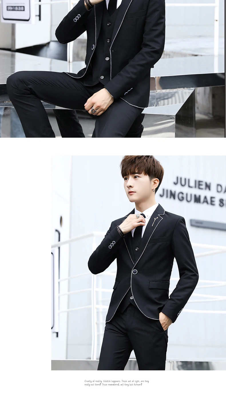 New Men's Blazers Jacket Short Coat Business Casual One Button Korean Style Slim Fit Handsome Jackets C41