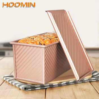 

HOOMIN 450g Toast Box Carbon Steel Corrugated Non Stick Toast Box with Lid Toast Box for Oven Bread Mold