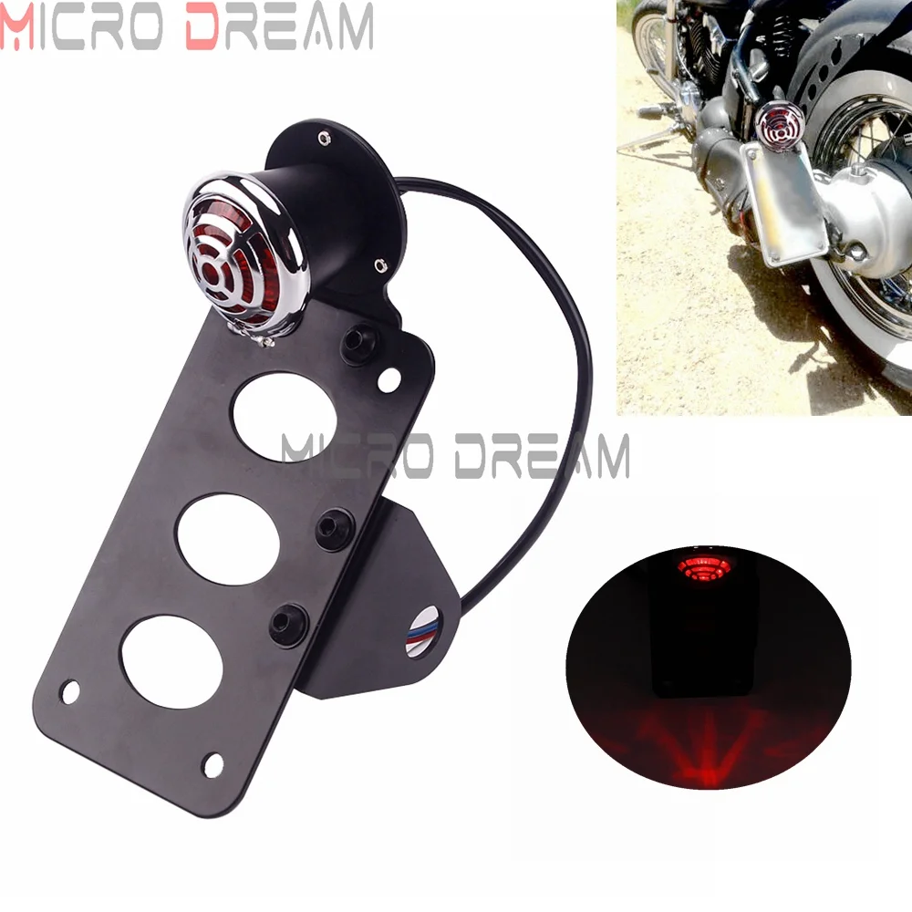 Universal Motorcycle Side Mount LED Tail Light License Plate Bracket