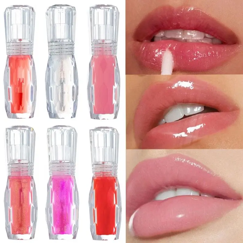 

3D Crystal Natural Mint Clear Lip Gloss Glitter Moisturizer Plumper Lasting Sexy Transparent Waterproof Vivid Colorful Lipstick