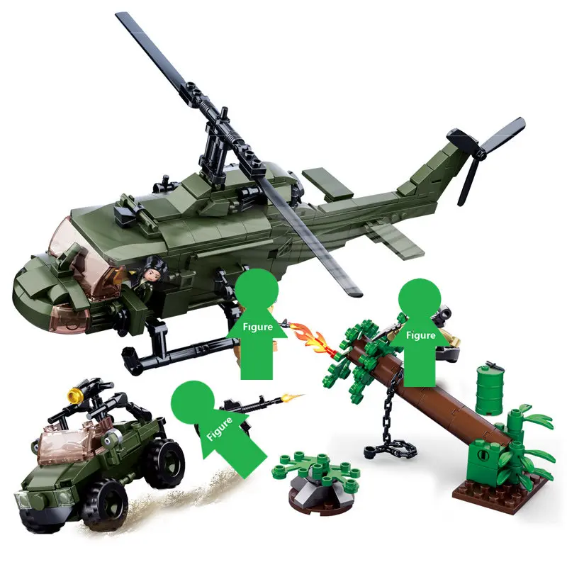 

SLUBAN Alien Predator M18 Armored Vehicle Helicopter Building Block Sets Movie Classic Kids Toys Gift Marvel