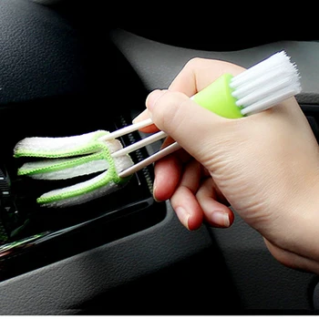 

2In1 Green Car Air-conditioner Outlet Dirt Duster Cleaner Brush Car Air Conditioning Vent Blinds Cleaning Brush