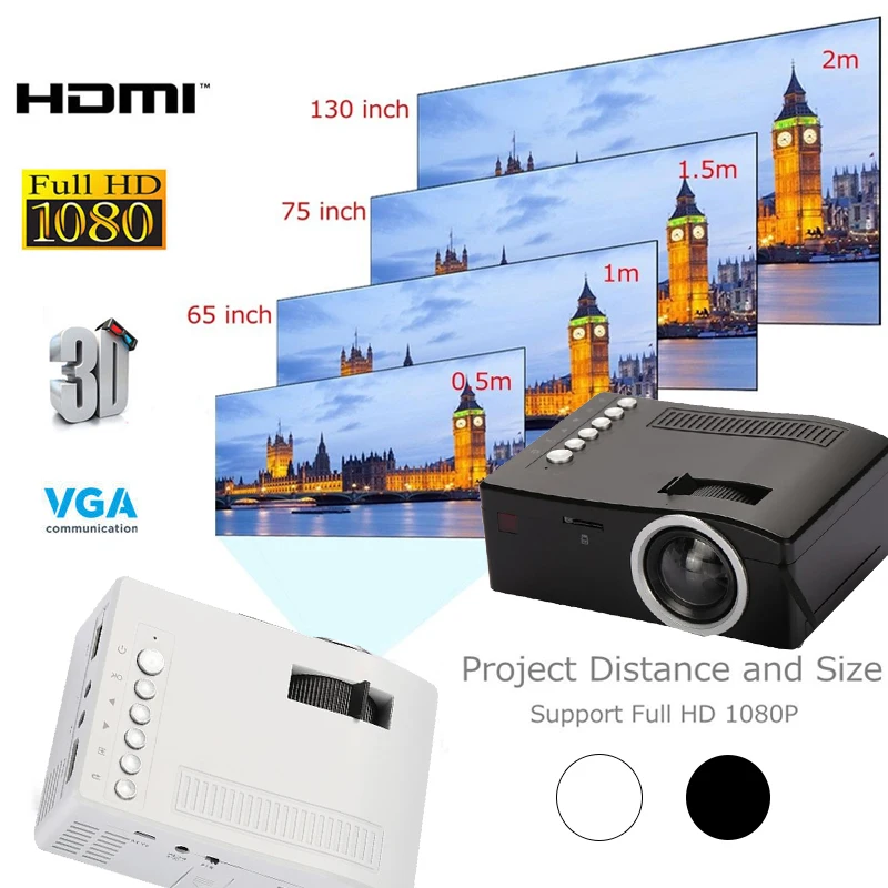 UC18 1080P мини-проектор USB HDMI AV видео портативный проектор домашний кинотеатр кинопроектор проектор для домашнего кинотеатра