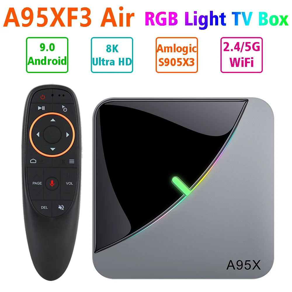 A95XF3 Air RGB светильник TV Box Android 9 0 8K Amlogic S905X3 4 Гб 64 Wifi 4K Netflix Smart BOX A95X F3|ТВ-приставки и