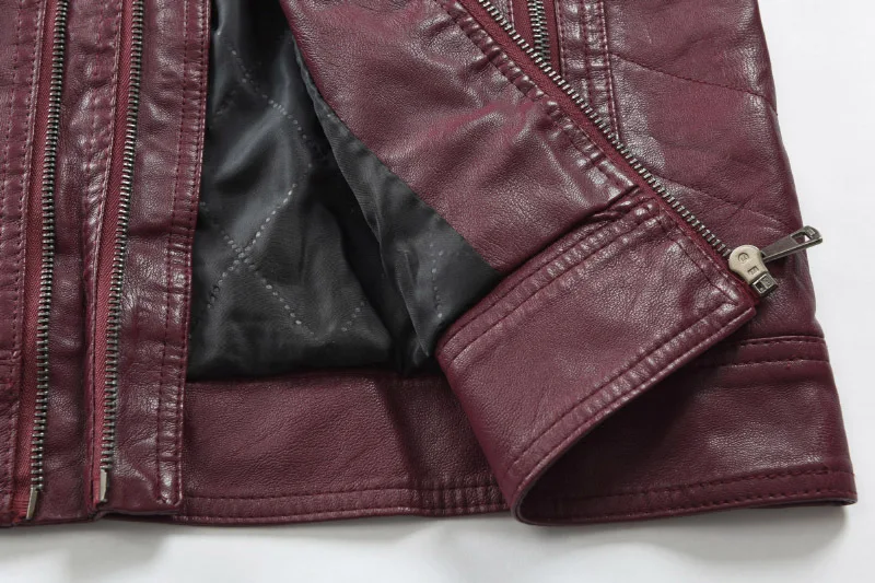 Spring New Style MEN'S Leather Coat-Locomotive Leather Coat Stand Collar MEN'S Wear Large Size Men's Leather Wallet