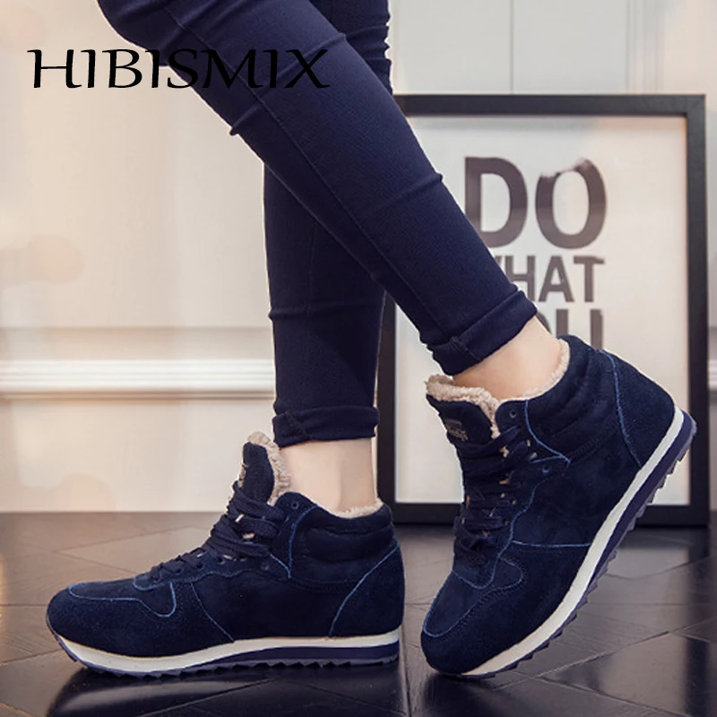 

HIBISMIX Women Snow Boots Plus Plus Size Warm Unisex Women's Short Plush Ankle Boot Female Winter Shoes 1353