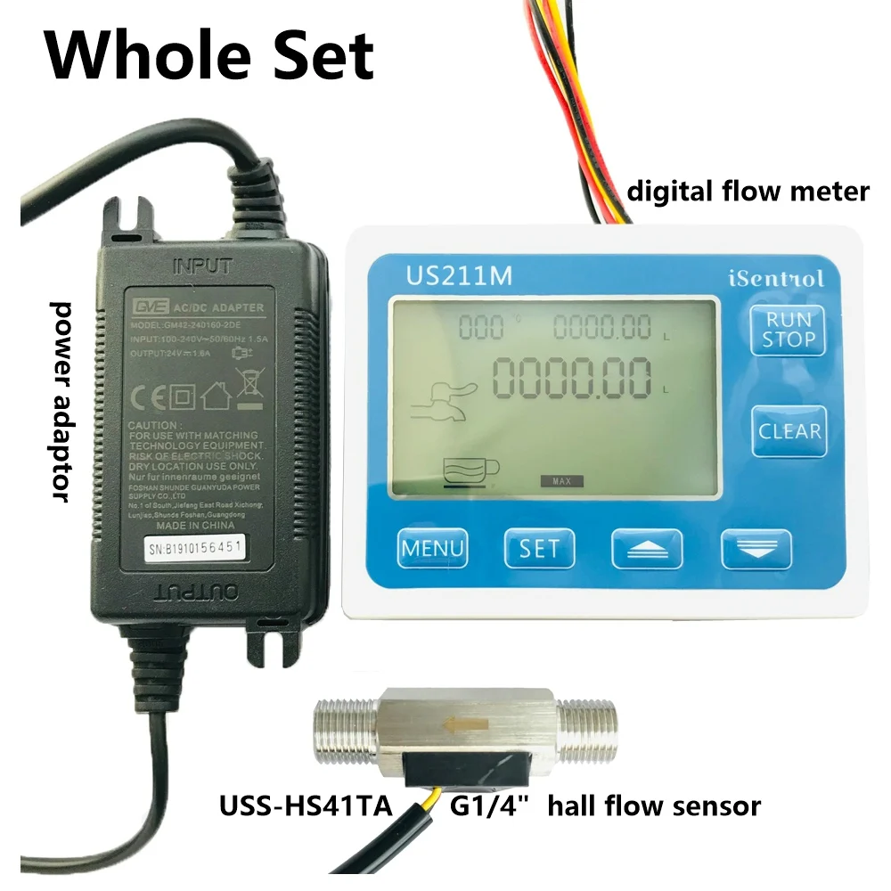 Us211m Digital Flow Meter Display With Usshs41ta Sus304 Flow Meter