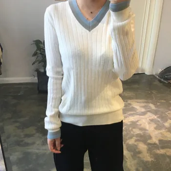 

Autumn and Winter New Coloured Woman's Sweater V-neck Suit Loose Cashmere Sweater Woman Warm Knitted Sweater