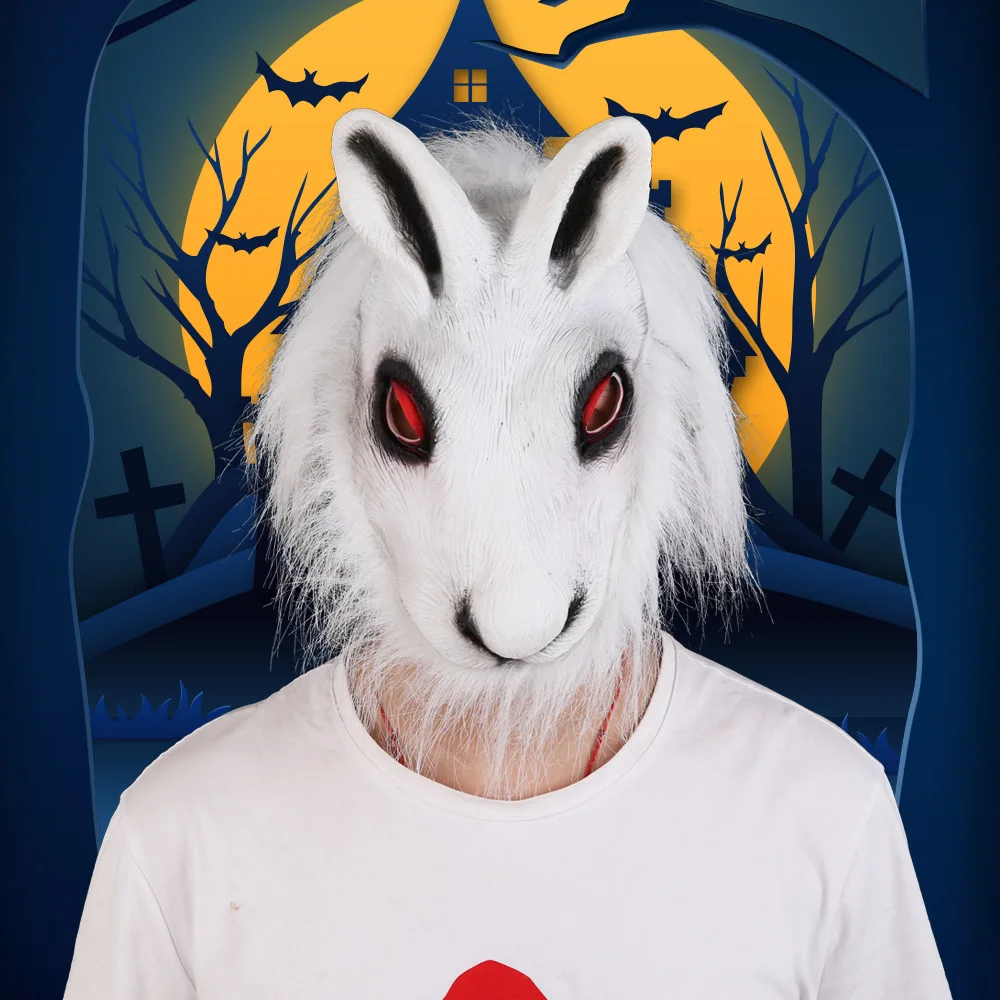 

Animal Cosplay Halloween Mask Mascaras Rabbit Mask Stuffed Party Carnival Mask Masquerade Masks White Masker Rabbit Maske Props