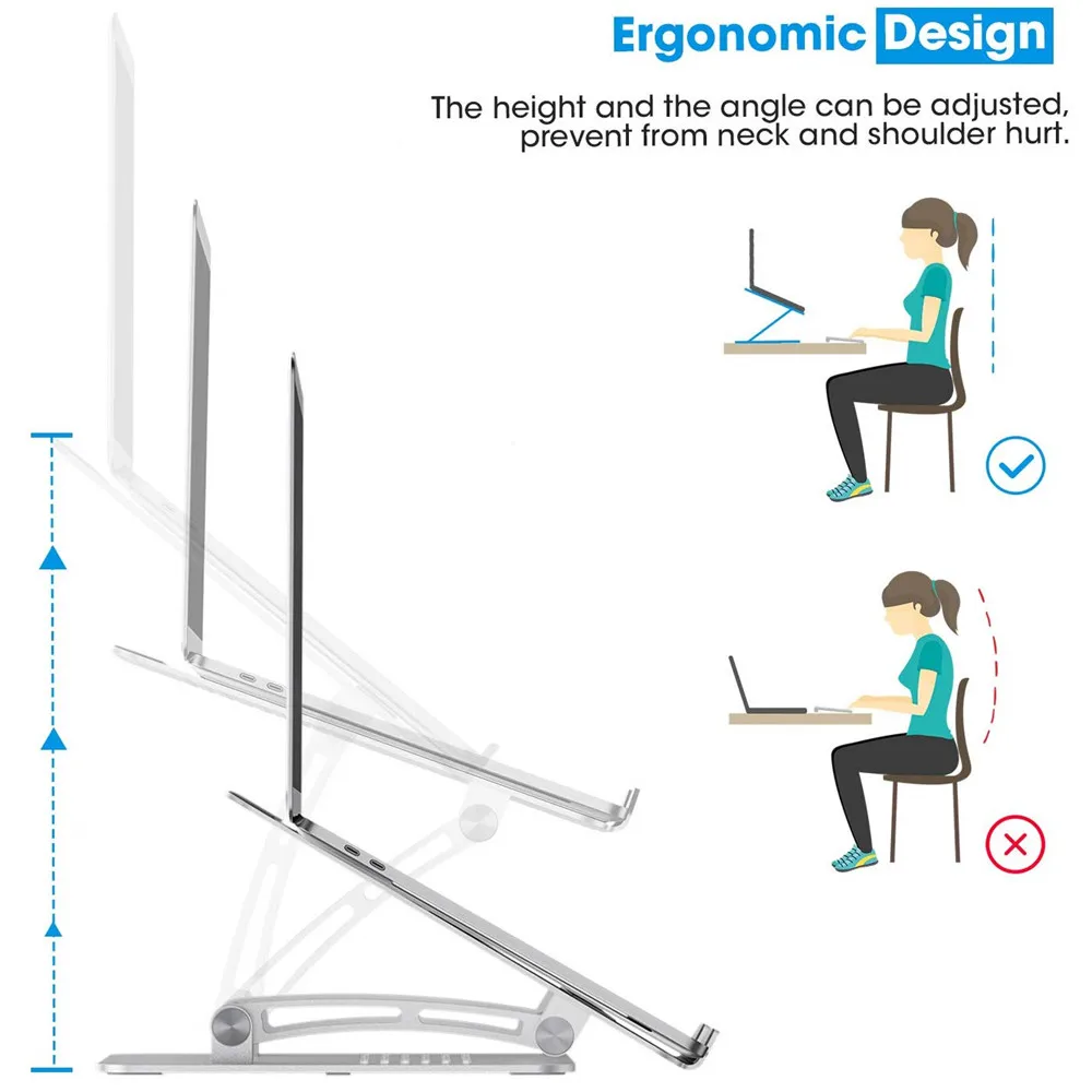 Подставка для ноутбука Регулируемый угол алюминиевый сплав свободный подъем для ноутбука повышающий держатель для Macbook Dell hp iPad Pro mesa para 7-17 дюймов