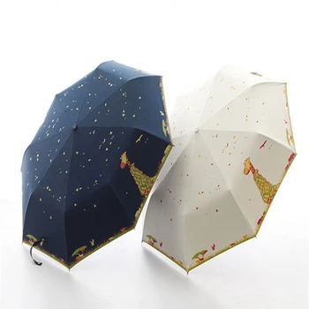 

Automatic Umbrella Rain Cartoon Giraffe Print Sunsn Folding Umbrellas Windproof Anti UV Parasol