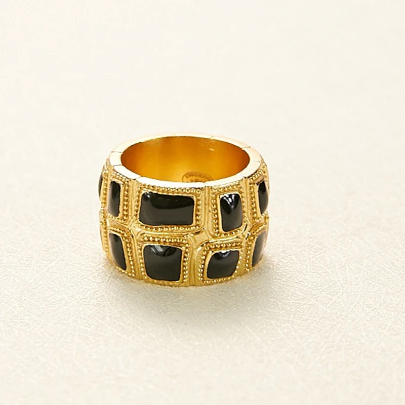 

Vintage Gold Color Egyptian Pharaoh Design Jewelry Black C Letter Rings Black Enamel Cuff Rings Hot Brand Jewelry Copper Jewelry