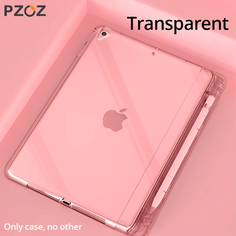 PZOZ чехол с карандаш держатель для iPad 9,7 Pro 10,5 11 чехол ультра-тонкий силиконовый чехол-накладка из мягкого ТПУ прозрачный с пеналом