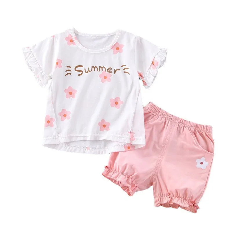 

New Summer Baby Girls Clothes Fashion Children Cute Cotton T-Shirt Shorts 2Pcs/Sets Toddler Sport Casual Costume Kids Tracksuits