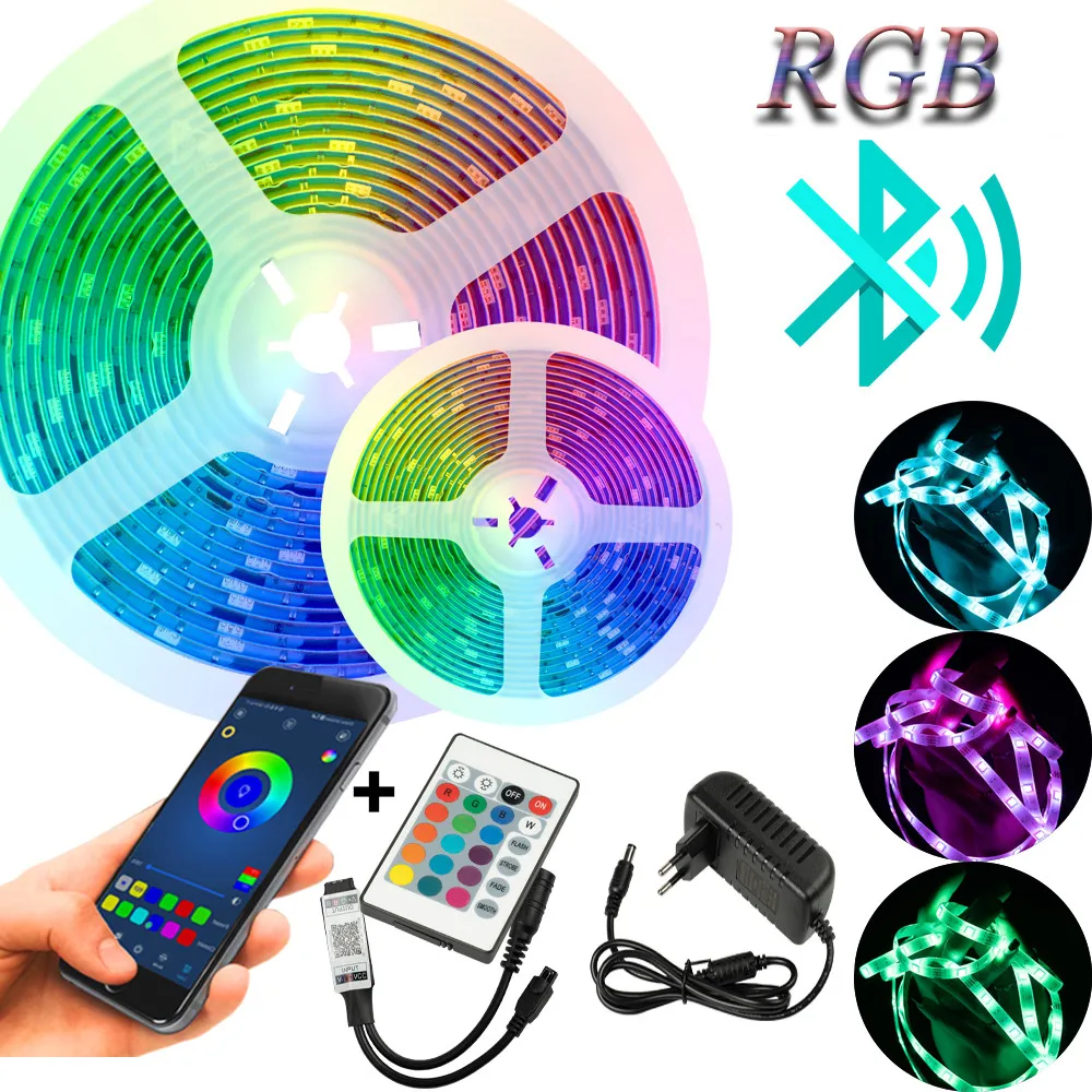 RGB 5050 12 В светодиодные ленты фонари Bluetooth диод гибкий водонепроницаемый струнный