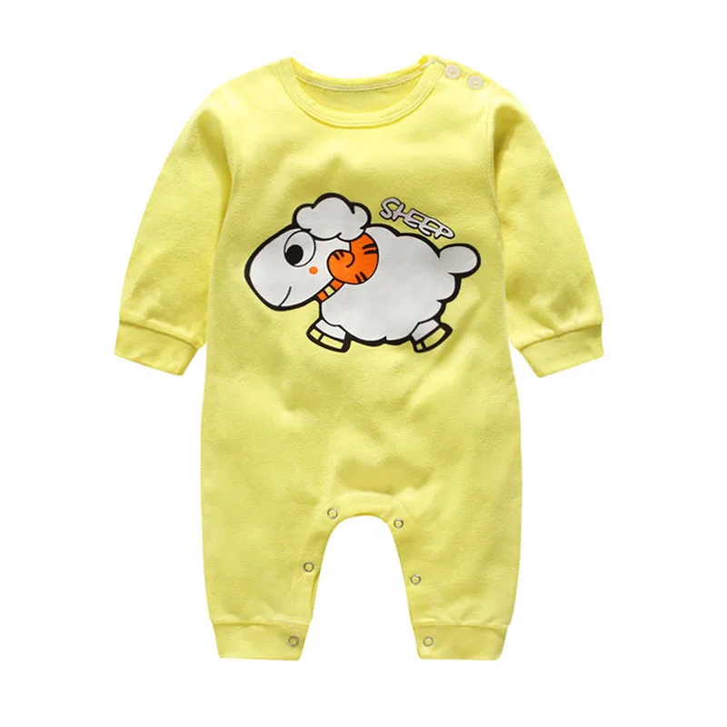Детские комбинезоны для мальчиков и девочек; комбинезоны с длинными рукавами; комбинезоны с рисунком оленя; рождественские наряды для малышей; Милая одежда для малышей - Цвет: Yellow Sheep
