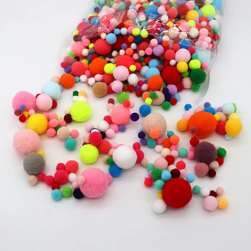 8-30mm Mixed Fluffy High Elasticity Soft Pompoms Home Furnishings Diy Hand-sewn Craft Children's Toys Wedding Decoration 20-50g