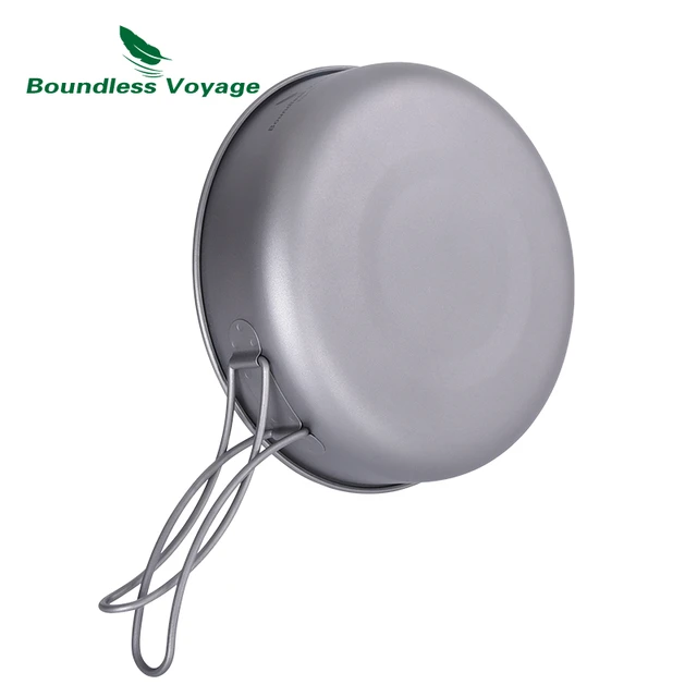 Boundless Voyage Titanium Non-Stick Pan with Folding Handle Ceramic Coating  Frying Pan Outdoor for Camping Picnic Hiking BBQ Cookware A-Ti2062C