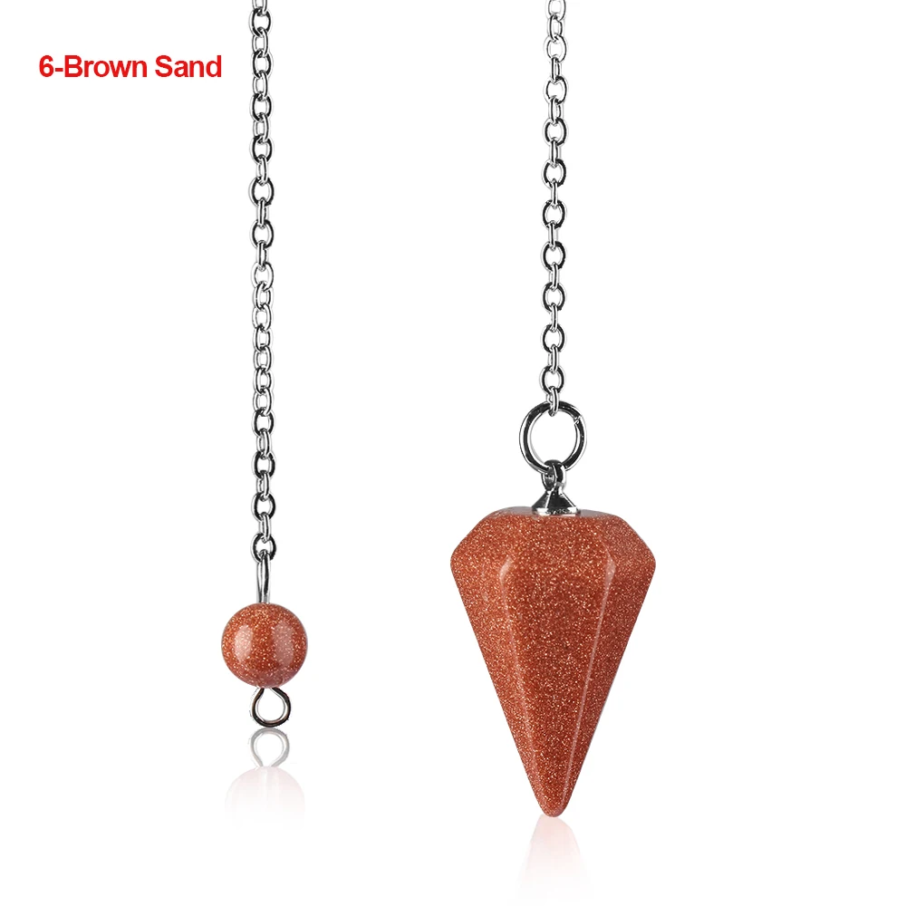 6-Brown Sand 1 шт. шестиугольная Пирамида рейки маятниковая подвеска натуральный камень целебный Кристалл амулет модные ювелирные изделия аксессуары - Окраска металла: 6-Brown Sand