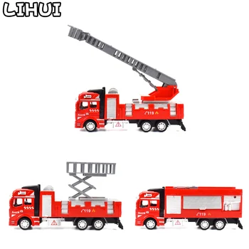 

Kids Toy Fire Truck Model Alloy Diecast Inertia Fire Ladder Vehicle Rescue Transport Car Educational Toys for Children Boys Gift