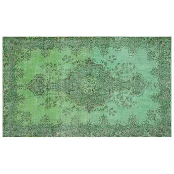 

Handmade Green Vintage Overdyed Turkish Area Rug 167x278 Cm-5'6''X9'1''