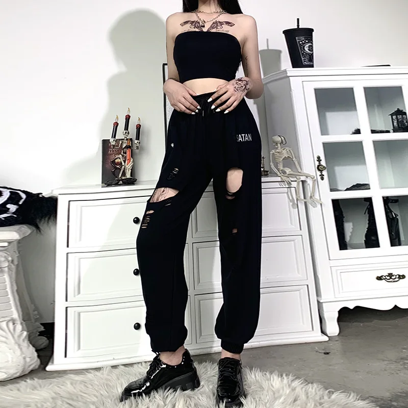 

2020 Summer New Sports Hot Models Slim Hundred Towers Casual Sexy Pants Cotton Ripped Dark Knight Men and Women Running Pants