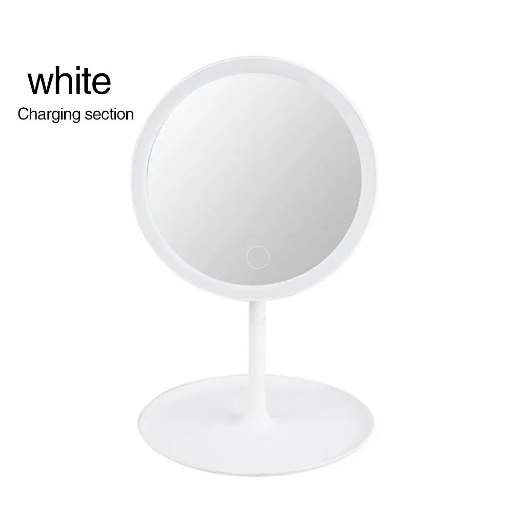 Зеркальная лампа, зеркало для макияжа, настольное зеркало, увеличительное, портативный светящийся светодиодный с подсветкой, Круглый, с вращением на 360 °, дизайн интерьера - Испускаемый цвет: White