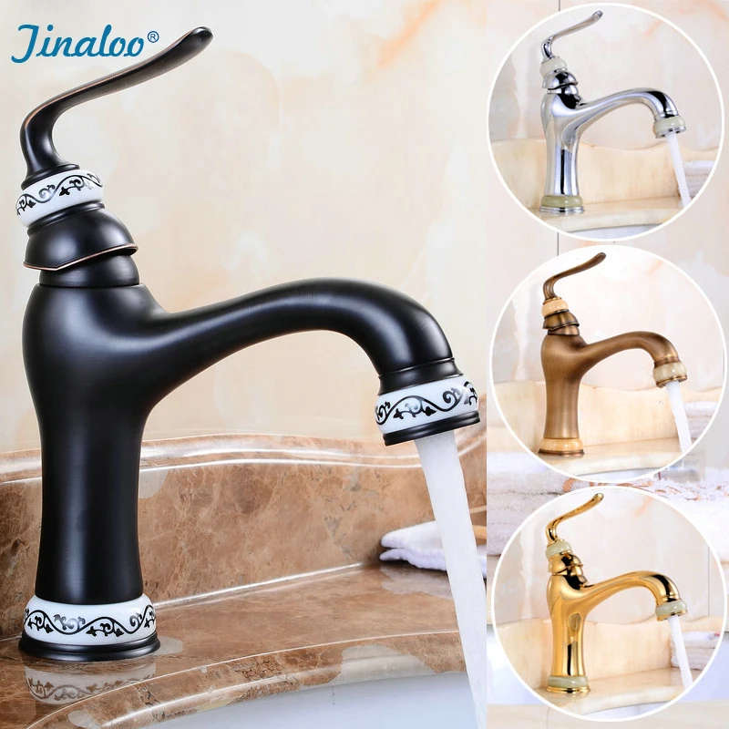 

Newly Basin Faucet Brass & Jade Spout/Base Bathroom Faucets Hot Cold Mixer Tap Waterfall Faucets Chrome/Antique/Gold/ORB 7312