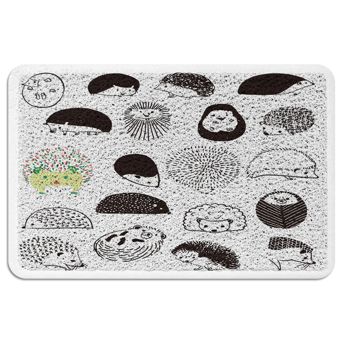 Hand Drawn Hedgehog Cartoon Animal Door Mat Outdoor Wire Loop Footpad Carpet Hallway Kitchen Bath Rug Non-slip Entrance Doormat