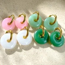 

Minimalist Colorful Acrylic Resin Hollow Round Hoop Earrings for Women Stainless Steel Circle Huggie Earrings Fashion Jewelry