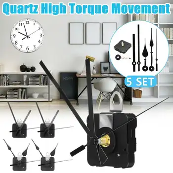 

5SET Quiet Quartz Clock Movement FIVE Black Hands Mechanism Parts Set Kit DIY Clock Parts Accessories Wall Clock Home Decoration