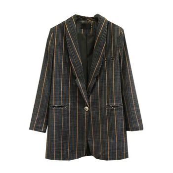 

Women Suit Jacket Spring 2020 Loose temperament stripe Blazer Jacket Ladies Business Office Lady Coat Outerwear Female K6-2008
