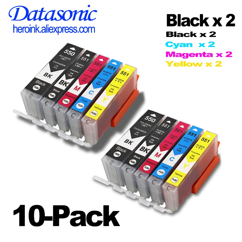 Картридж для принтера Canon PIXMA MG5450 MG5550 MG6350 MG6450 MG7150 Ip7250 10 шт.|ink cartridge|canon pixma mg5450cli 551 |