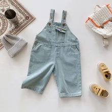 WLG/повседневные комбинезоны для мальчиков и девочек; детский джинсовый комбинезон; сезон весна-осень; цвет черный, синий; универсальная одежда для малышей