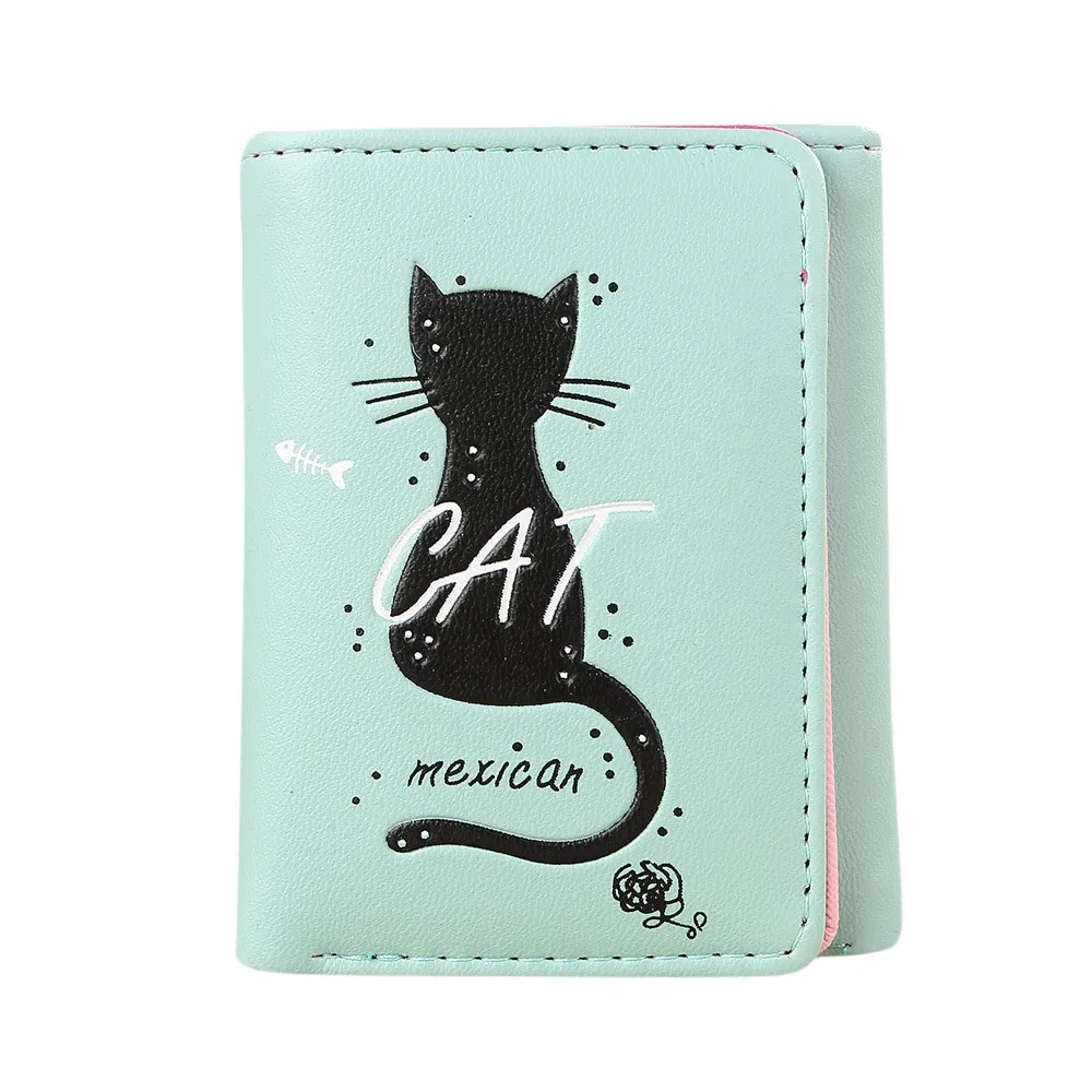 

Women Simple Cat Short Wallet Coin Purse Card Holders Handbag Package carteira portfel wallets portefeuille femme кошелек