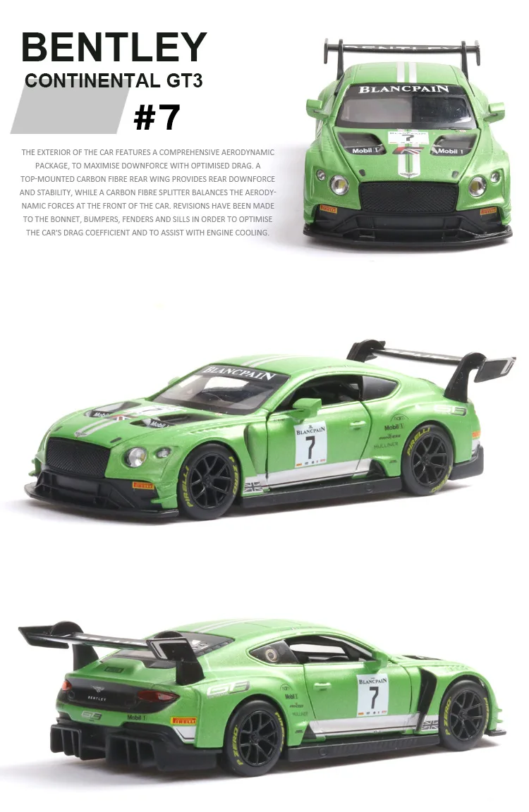 1:32 Bentley GT3 модель автомобиля гоночные гонки по форме спортивного автомобиля коллекция моделирования подарок откатное транспортное