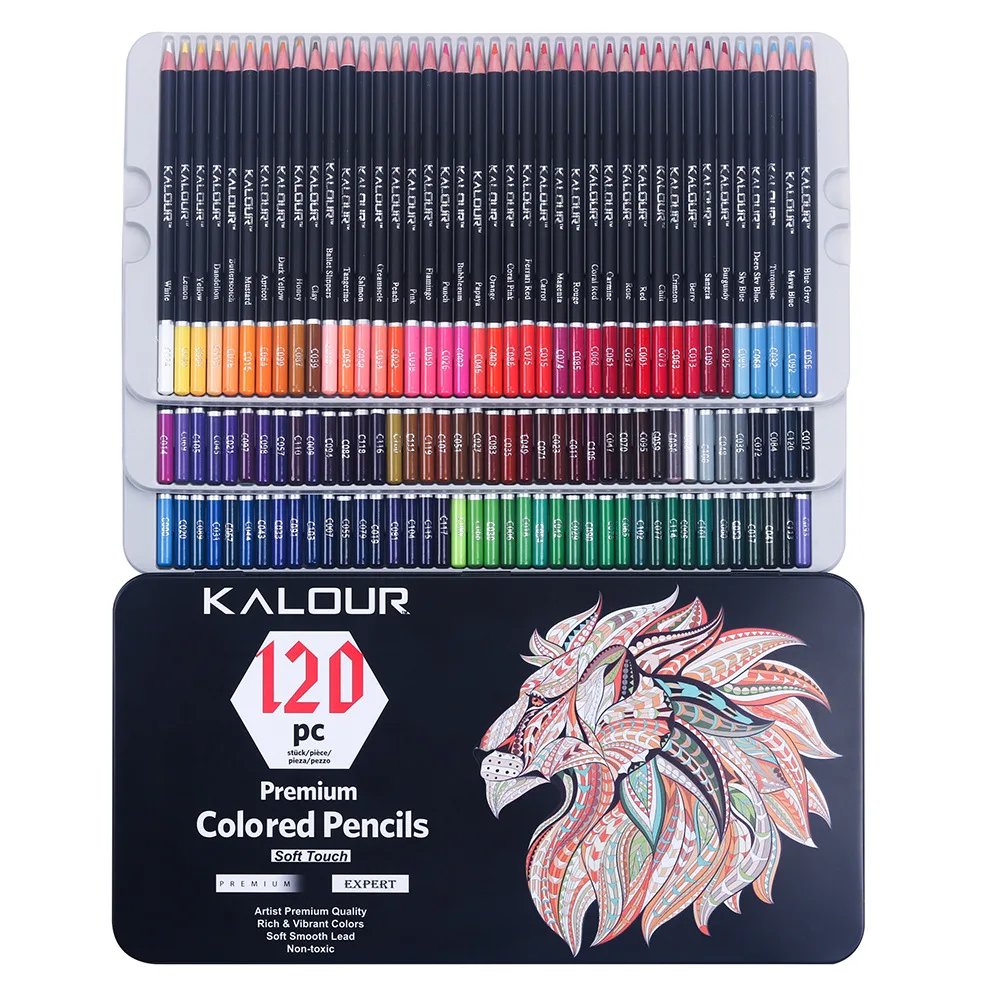 KALOUR 180 Colored Pencil Set for Adults Artists kids- 3.3mm Rich Pigment  Sof