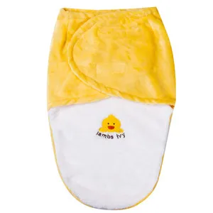 Newborn Kids Baby Warm Cotton Swaddling Blanket Sleeping Bags Swaddles Warp Set - Цвет: Цвет: желтый